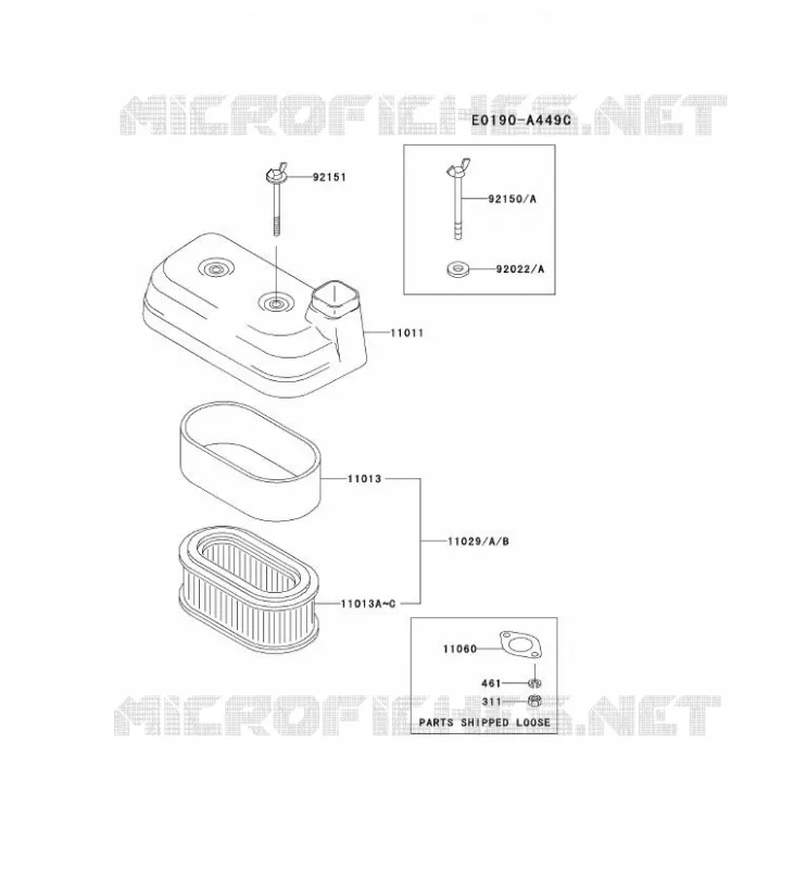 FILTRE &Agrave; AIR/POT D'&Egrave;CHAPPEMENT Kawasaki Petits Moteurs FD FD501V FD MOTORS  FD501V-AS02