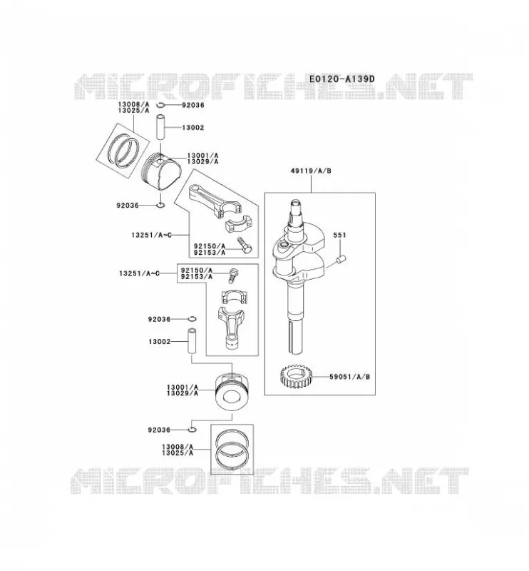 PISTON/VILEBREQUIN Kawasaki Petits Moteurs FD FD501V FD MOTORS  FD501V-AS04