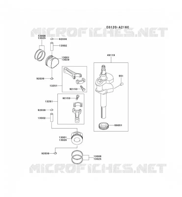 PISTON/VILEBREQUIN Kawasaki Petits Moteurs FD FD501V FD MOTORS  FD501V-ES05