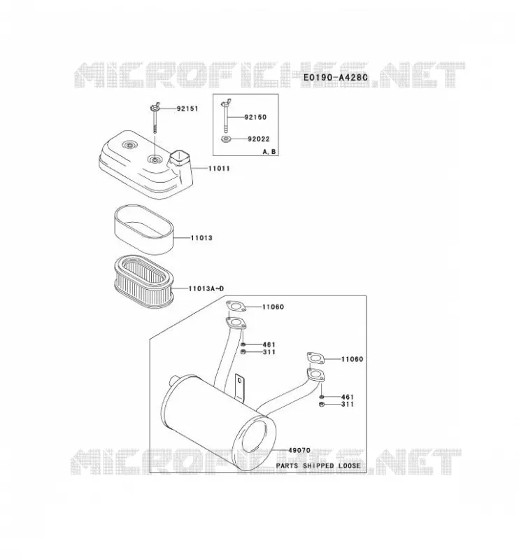 FILTRE &Agrave; AIR/POT D'&Egrave;CHAPPEMENT Kawasaki Petits Moteurs FD FD590V FD MOTORS  FD590V-AS09