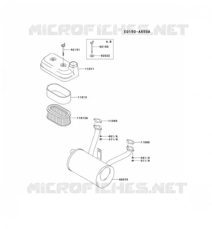 FILTRE &Agrave; AIR/POT D'&Egrave;CHAPPEMENT Kawasaki Petits Moteurs FD FD590V FD MOTORS  FD590V-CS06