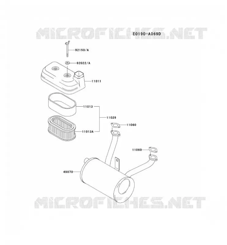 FILTRE &Agrave; AIR/POT D'&Egrave;CHAPPEMENT Kawasaki Petits Moteurs FD FD590V FD MOTORS  FD590V-ES08