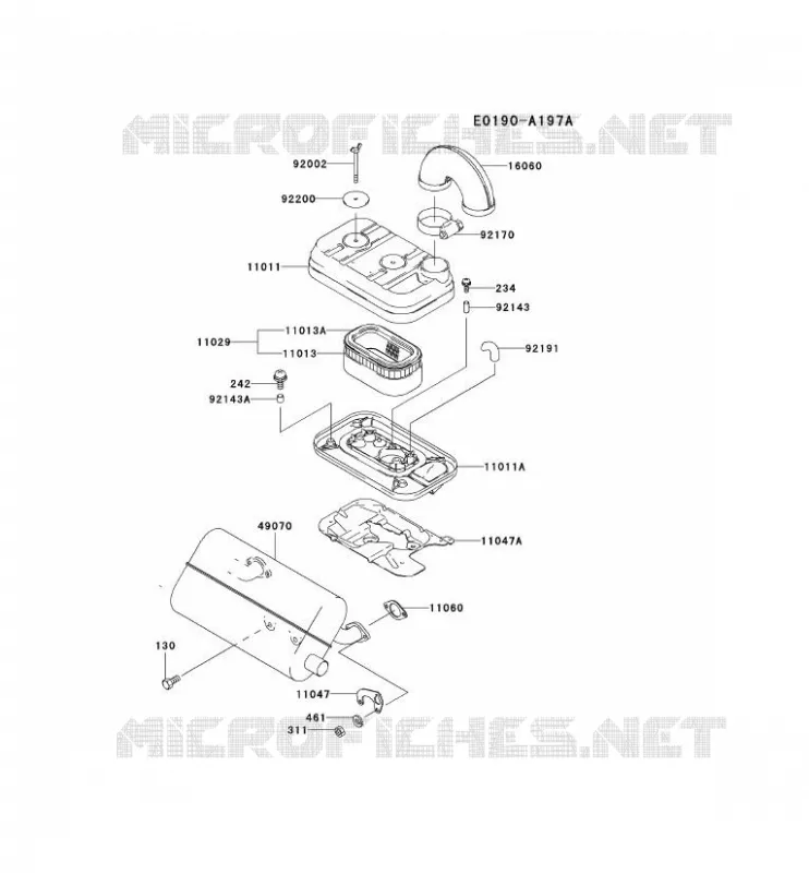 FILTRE &Agrave; AIR/POT D'&Egrave;CHAPPEMENT Kawasaki Petits Moteurs FD FD620D FD MOTORS  FD620D-AA50