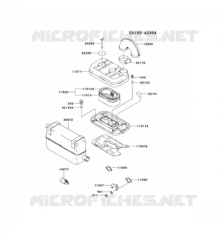 FILTRE &Agrave; AIR/POT D'&Egrave;CHAPPEMENT Kawasaki Petits Moteurs FD FD620D FD MOTORS  FD620D-AS12