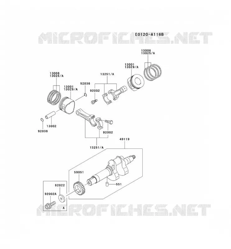 PISTON/VILEBREQUIN Kawasaki Petits Moteurs FD FD620D FD MOTORS  FD620D-AS14