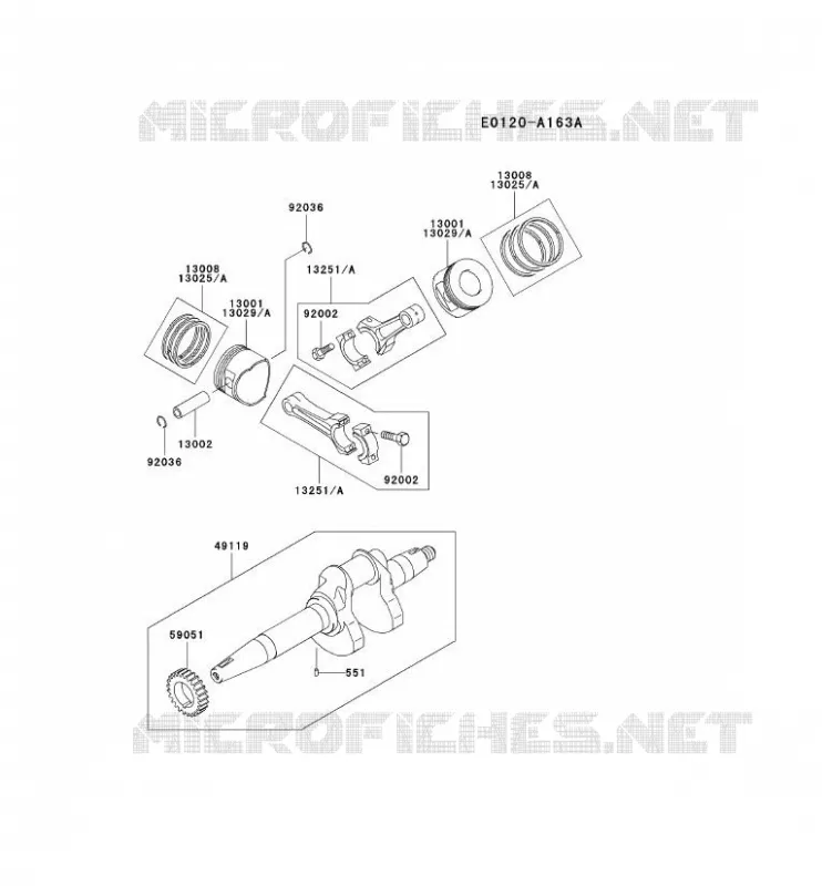 PISTON/VILEBREQUIN Kawasaki Petits Moteurs FD FD620D FD MOTORS  FD620D-AS23