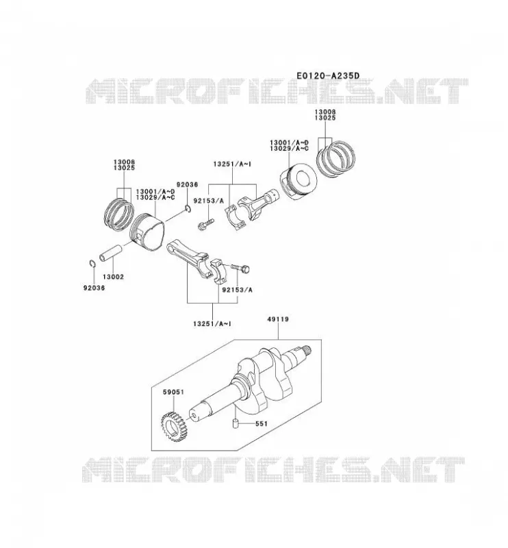 PISTON/VILEBREQUIN Kawasaki Petits Moteurs FD FD620D FD MOTORS  FD620D-AS26