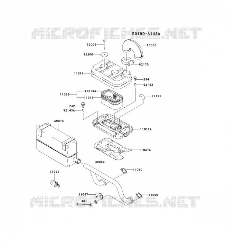 FILTRE &Agrave; AIR/POT D'&Egrave;CHAPPEMENT Kawasaki Petits Moteurs FD FD620D FD MOTORS  FD620D-BS08