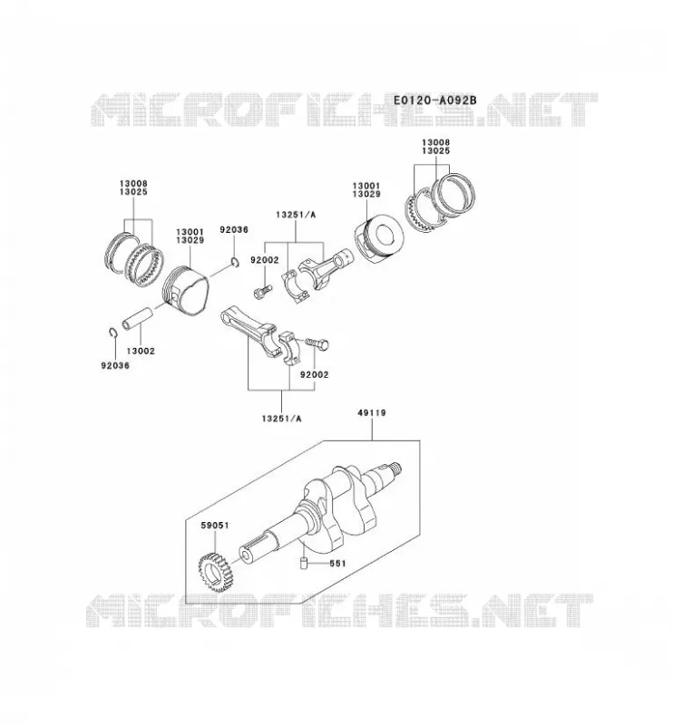 PISTON/VILEBREQUIN Kawasaki Petits Moteurs FD FD620D FD MOTORS  FD620D-CS01
