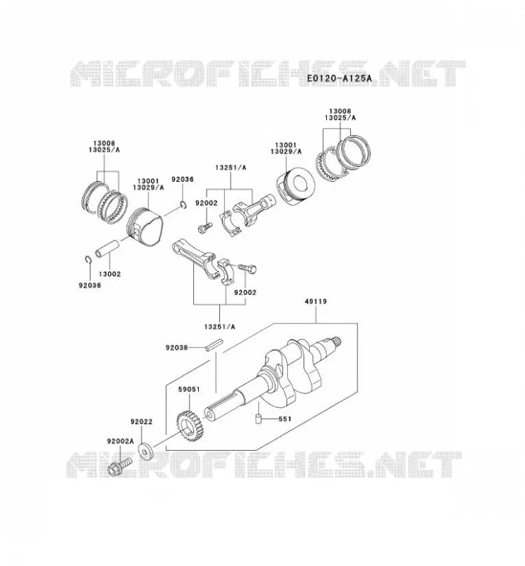 PISTON/VILEBREQUIN Kawasaki Petits Moteurs FD FD620D FD MOTORS  FD620D-CS16