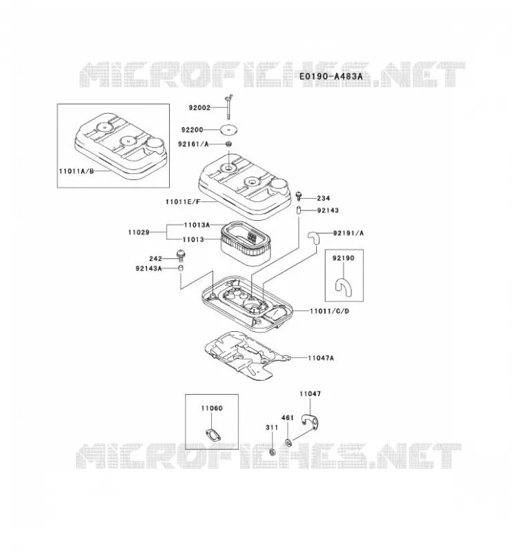 FILTRE &Agrave; AIR/POT D'&Egrave;CHAPPEMENT Kawasaki Petits Moteurs FD FD620D FD MOTORS  FD620D-ES06
