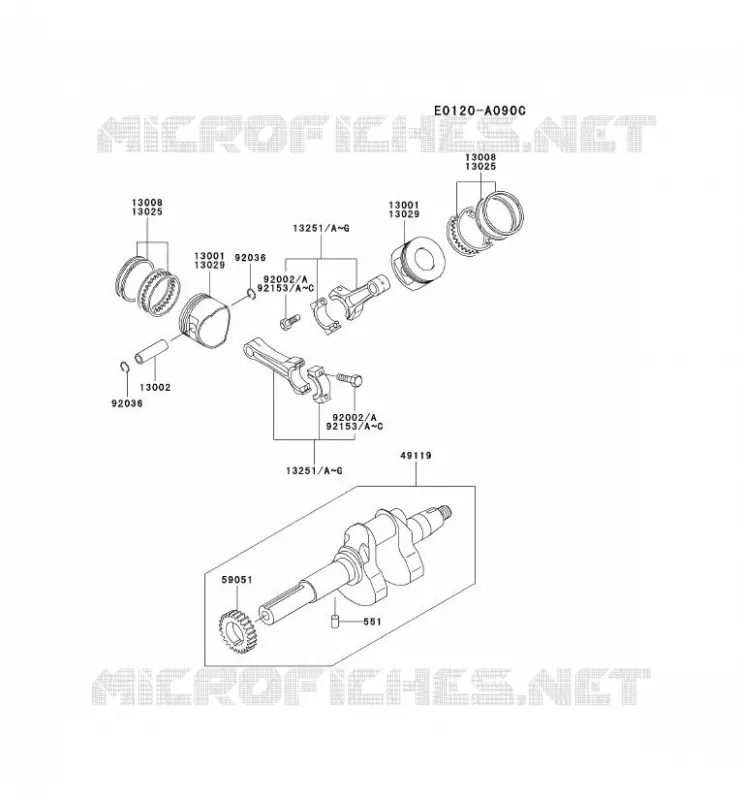PISTON/VILEBREQUIN Kawasaki Petits Moteurs FD FD620D FD MOTORS  FD620D-ES17