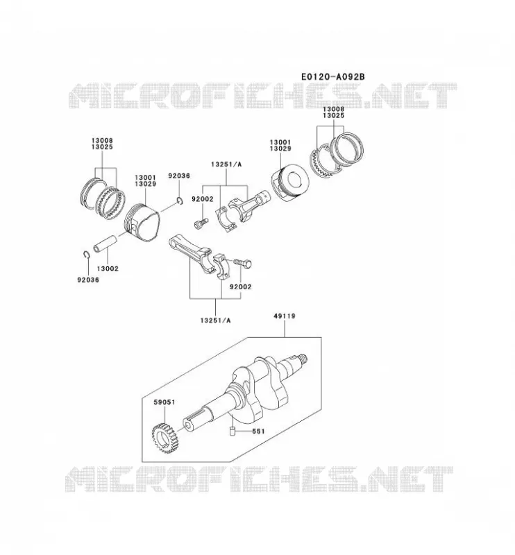 PISTON/VILEBREQUIN Kawasaki Petits Moteurs FD FD620D FD MOTORS  FD620D-ES22