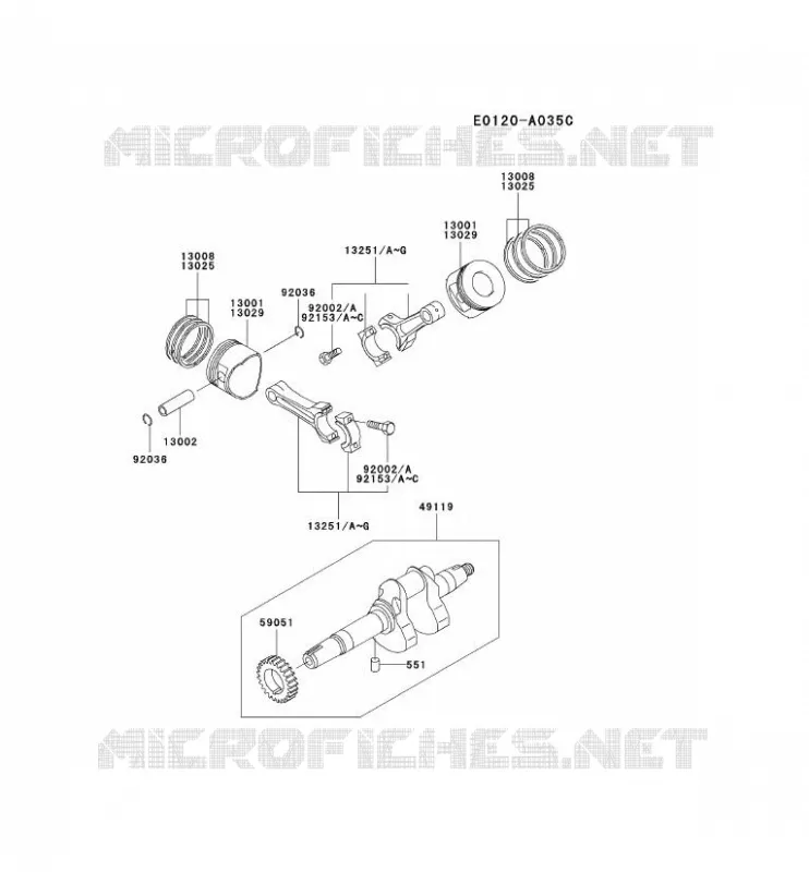 PISTON/VILEBREQUIN Kawasaki Petits Moteurs FD FD620D FD MOTORS  FD620D-FS11