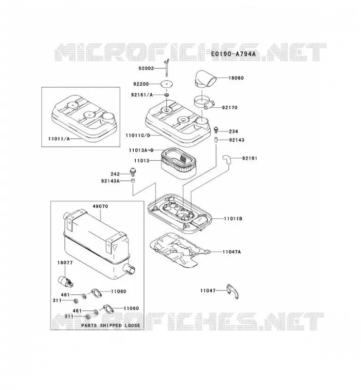 FILTRE &Agrave; AIR/POT D'&Egrave;CHAPPEMENT Kawasaki Petits Moteurs FD FD620D FD MOTORS  FD620D-FS12