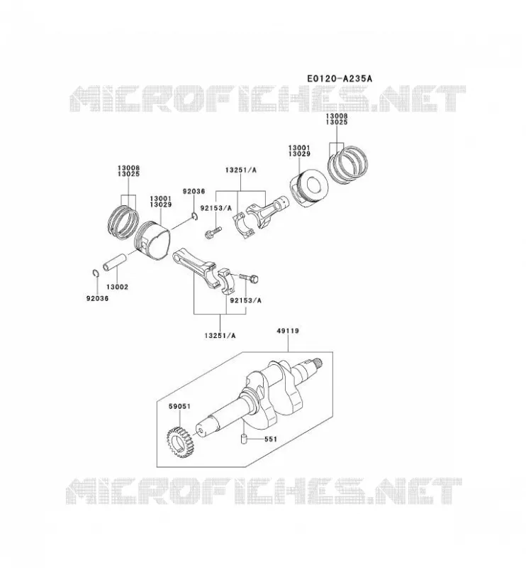 PISTON/VILEBREQUIN Kawasaki Petits Moteurs FD FD620D FD MOTORS  FD620D-FS26