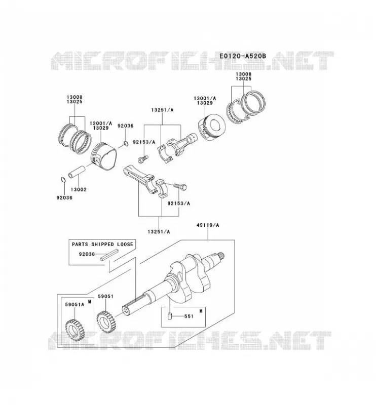 PISTON/VILEBREQUIN Kawasaki Petits Moteurs FD FD620D FD MOTORS  FD620D-NT52