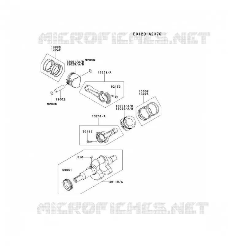 PISTON/VILEBREQUIN Kawasaki Petits Moteurs FD FD671D FD MOTORS  FD671D-HS02
