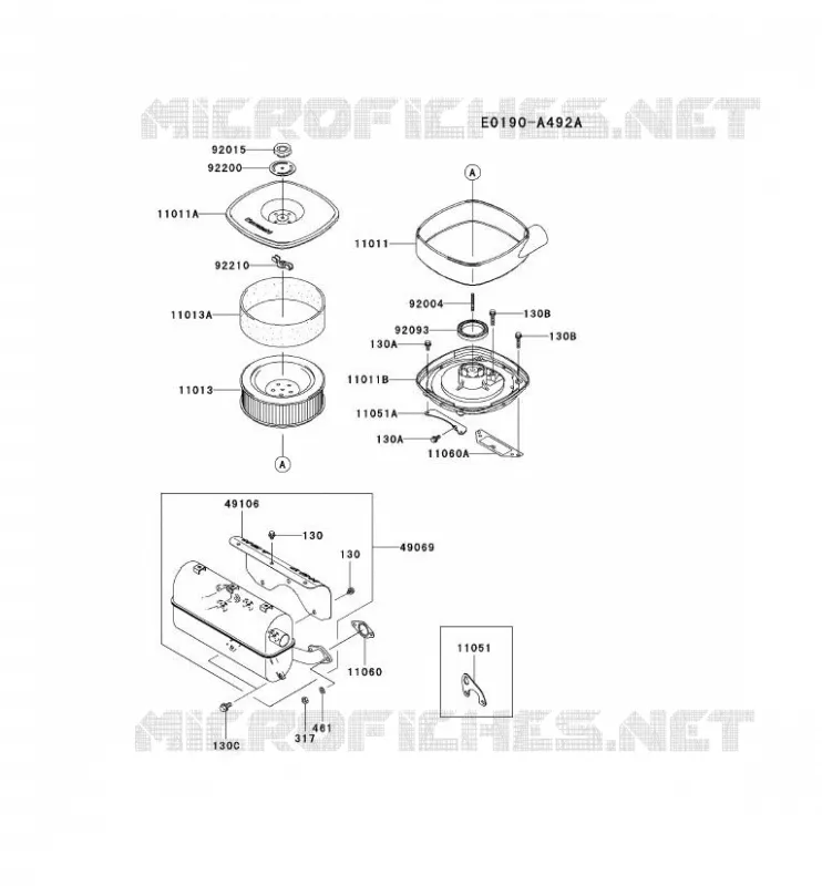 FILTRE &Agrave; AIR/POT D'&Egrave;CHAPPEMENT Kawasaki Petits Moteurs FD FD711D FD MOTORS  FD711D-AS00