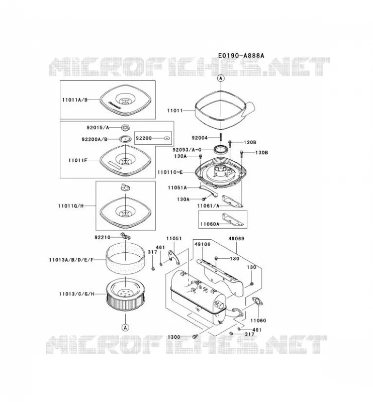 FILTRE &Agrave; AIR/POT D'&Egrave;CHAPPEMENT Kawasaki Petits Moteurs FD FD750D FD MOTORS  FD750D-AS00
