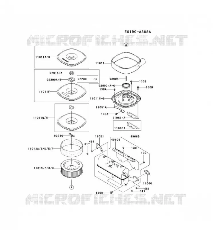 FILTRE &Agrave; AIR/POT D'&Egrave;CHAPPEMENT Kawasaki Petits Moteurs FD FD750D FD MOTORS  FD750D-CS00