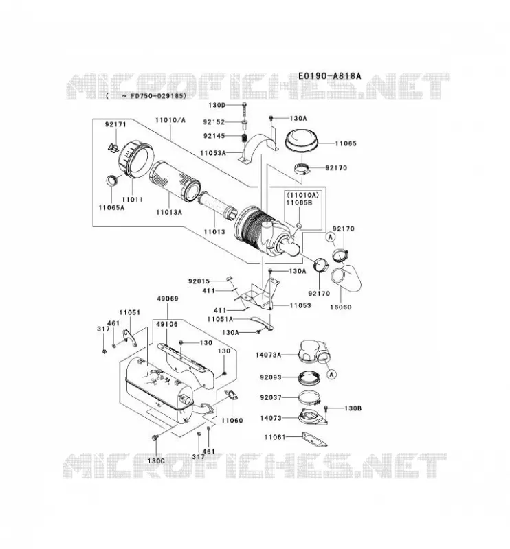FILTRE &Agrave; AIR/POT D'&Egrave;CHAPPEMENT Kawasaki Petits Moteurs FD FD750D FD MOTORS  FD750D-CS06