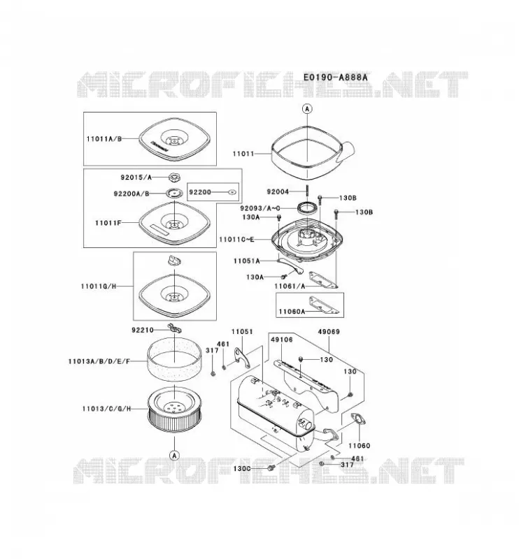 FILTRE &Agrave; AIR/POT D'&Egrave;CHAPPEMENT Kawasaki Petits Moteurs FD FD750D FD MOTORS  FD750D-ES00