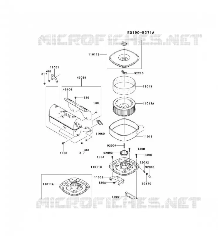 FILTRE &Agrave; AIR/POT D'&Egrave;CHAPPEMENT Kawasaki Petits Moteurs FD FD791D FD MOTORS  FD791D-CS00