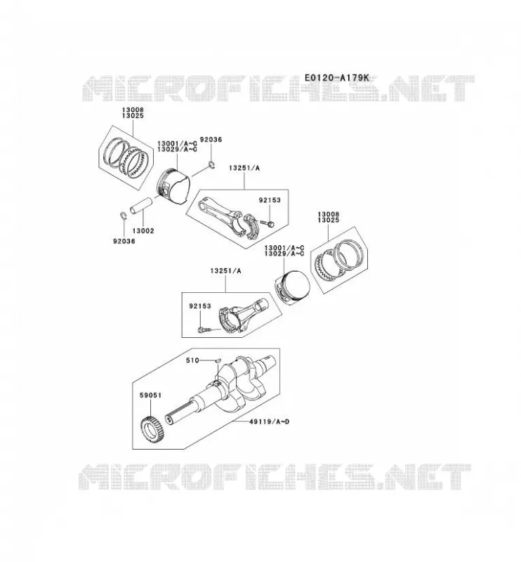 PISTON/VILEBREQUIN Kawasaki Petits Moteurs FD FD791D FD MOTORS  FD791D-DS04