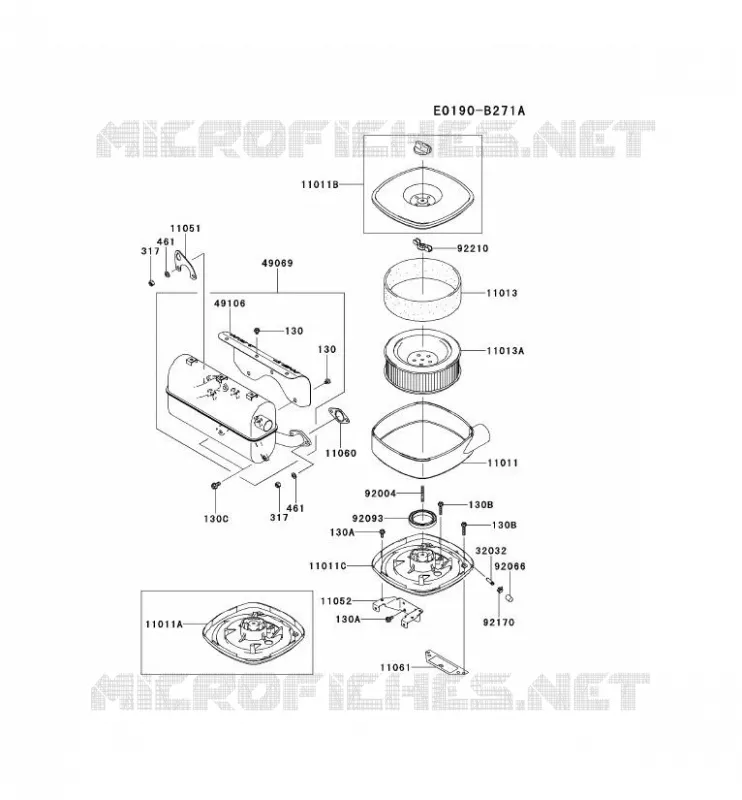 FILTRE &Agrave; AIR/POT D'&Egrave;CHAPPEMENT Kawasaki Petits Moteurs FD FD791D FD MOTORS  FD791D-FS00