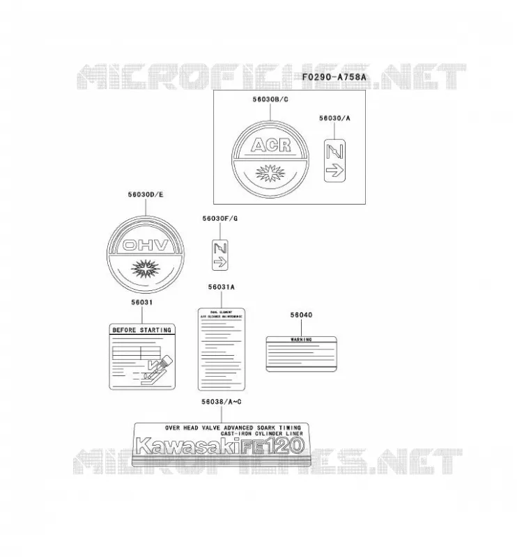 LABEL Kawasaki Petits Moteurs FE FE120D FE MOTORS  FE120D-BS02