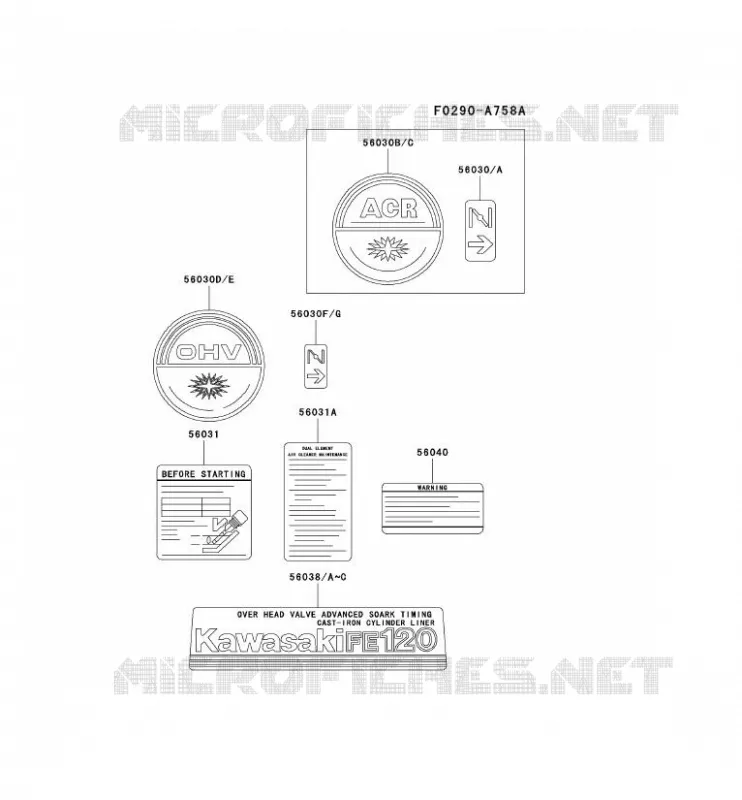 LABEL Kawasaki Petits Moteurs FE FE120D FE MOTORS  FE120D-ES02