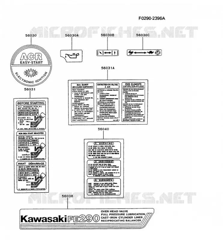 LABEL Kawasaki Petits Moteurs FE FE290D FE MOTORS  FE290D-BA50