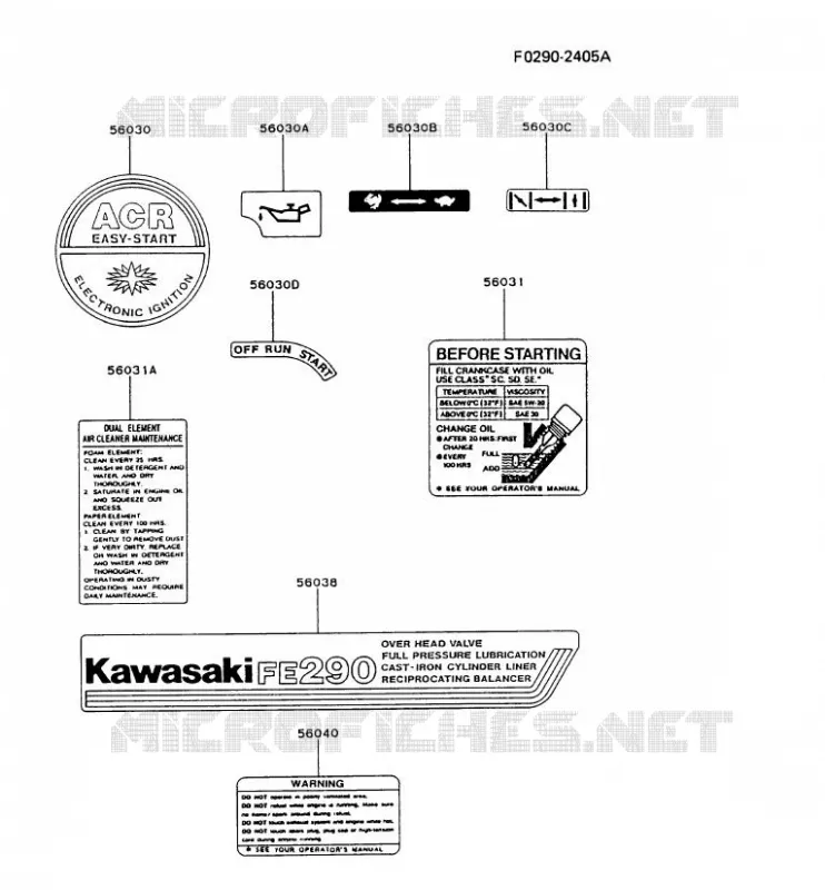 LABEL Kawasaki Petits Moteurs FE FE290D FE MOTORS  FE290D-CS02