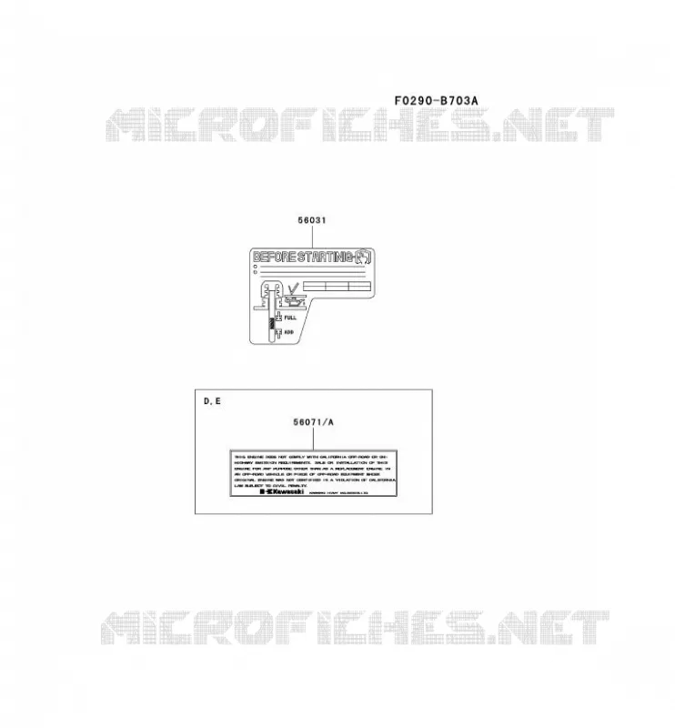 LABEL Kawasaki Petits Moteurs FE FE290D FE MOTORS  FE290D-ES26