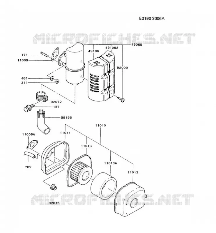 FILTRE &Agrave; AIR/POT D'&Egrave;CHAPPEMENT Kawasaki Petits Moteurs FG FG150D FG MOTORS  FG150D-AS02