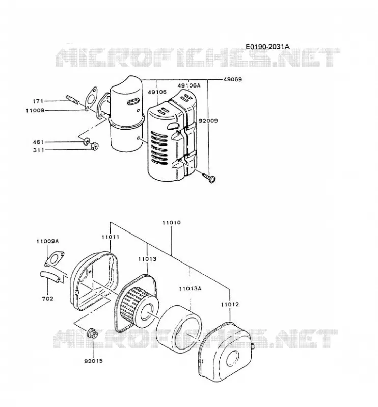 FILTRE &Agrave; AIR/POT D'&Egrave;CHAPPEMENT Kawasaki Petits Moteurs FG FG150D FG MOTORS  FG150D-AS58