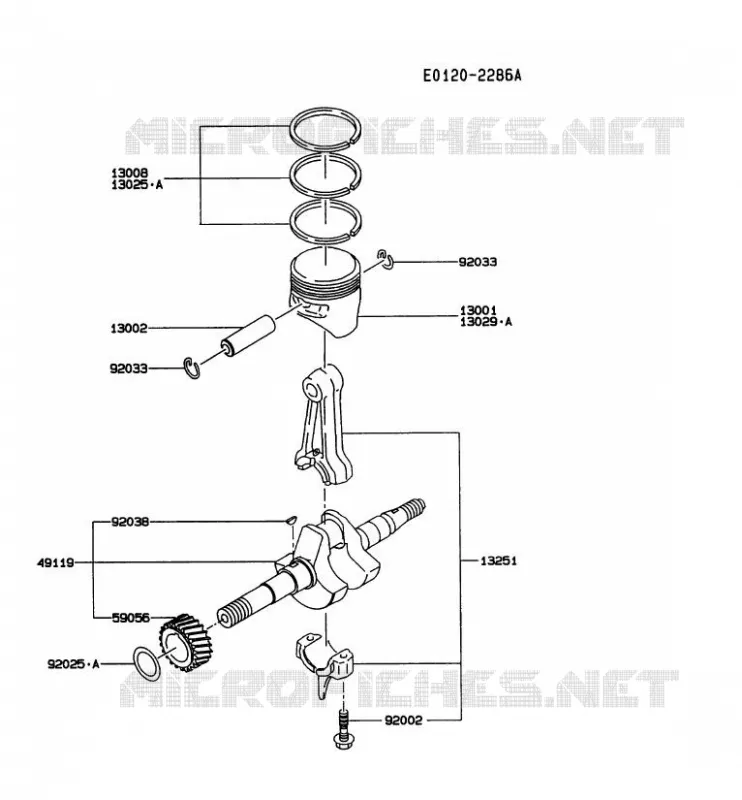 PISTON/VILEBREQUIN Kawasaki Petits Moteurs FG FG150D FG MOTORS  FG150D-AT52