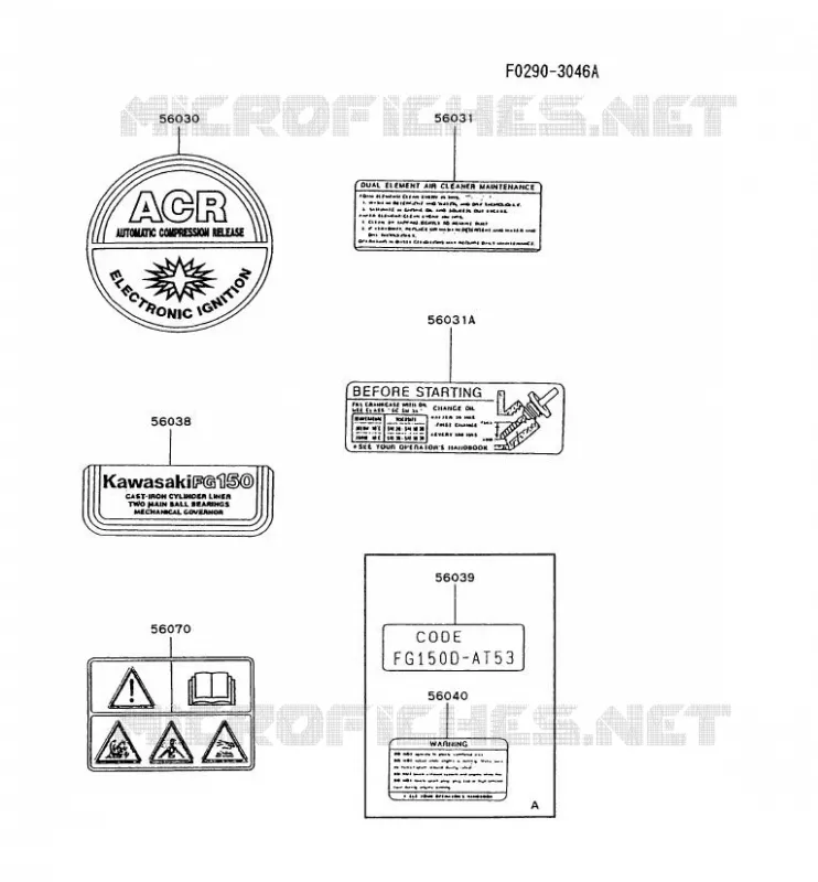 LABEL Kawasaki Petits Moteurs FG FG150D FG MOTORS  FG150D-AT53