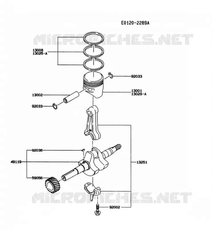 PISTON/VILEBREQUIN Kawasaki Petits Moteurs FG FG150D FG MOTORS  FG150D-AT57