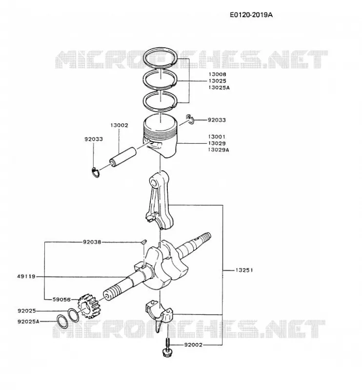 PISTON/VILEBREQUIN Kawasaki Petits Moteurs FG FG150D FG MOTORS  FG150D-CS53