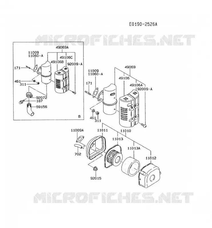 FILTRE &Agrave; AIR/POT D'&Egrave;CHAPPEMENT Kawasaki Petits Moteurs FG FG150G FG MOTORS  FG150G-AT25