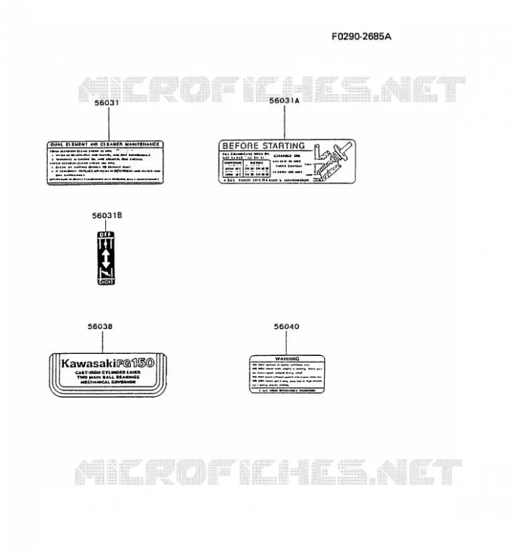 LABEL Kawasaki Petits Moteurs FG FG150G FG MOTORS  FG150G-CS00