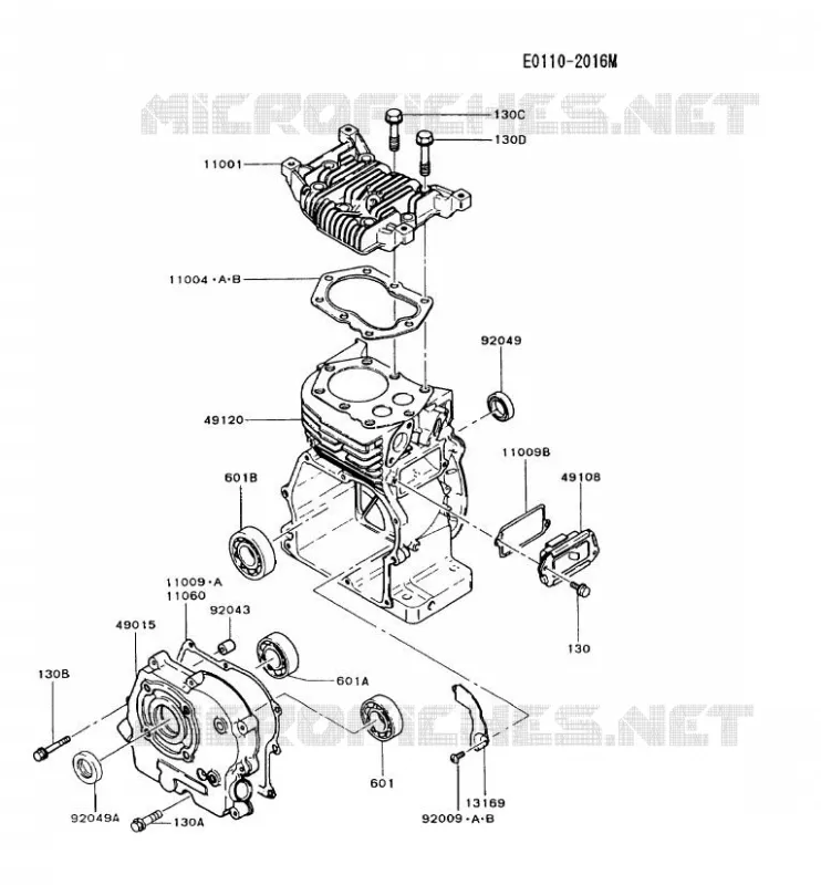 CULASSE/CARTER MOTEUR Kawasaki Petits Moteurs FG FG200D FG MOTORS  FG200D-AS64