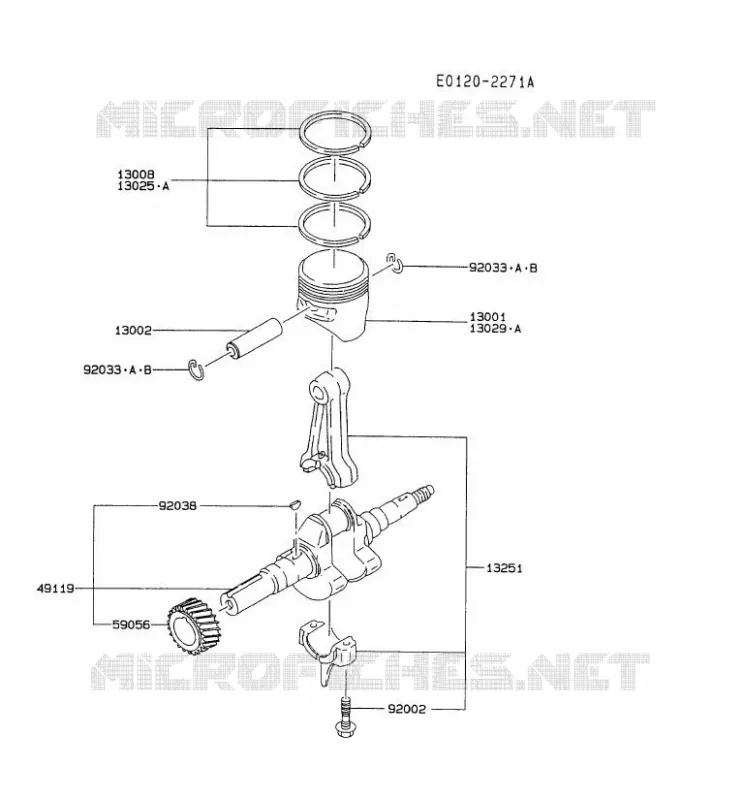 PISTON/VILEBREQUIN Kawasaki Petits Moteurs FG FG200D FG MOTORS  FG200D-AS64