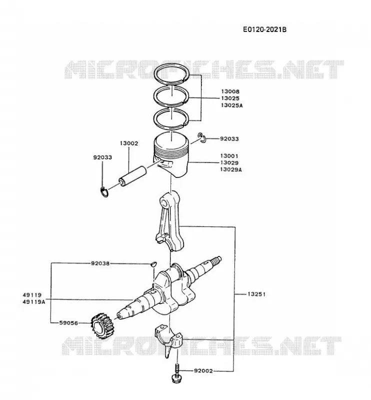 PISTON/VILEBREQUIN Kawasaki Petits Moteurs FG FG200D FG MOTORS  FG200D-AV01