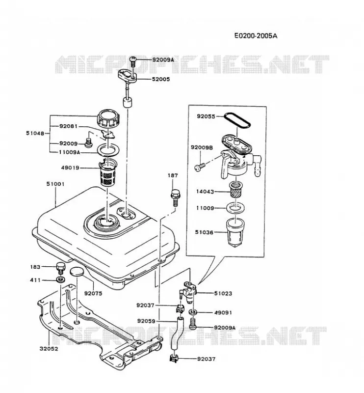 RESERVOIR CARBURANT/ROBINET Kawasaki Petits Moteurs FG FG200D FG MOTORS  FG200D-CS52