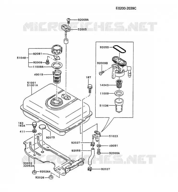RESERVOIR CARBURANT/ROBINET Kawasaki Petits Moteurs FG FG200D FG MOTORS  FG200D-CS57