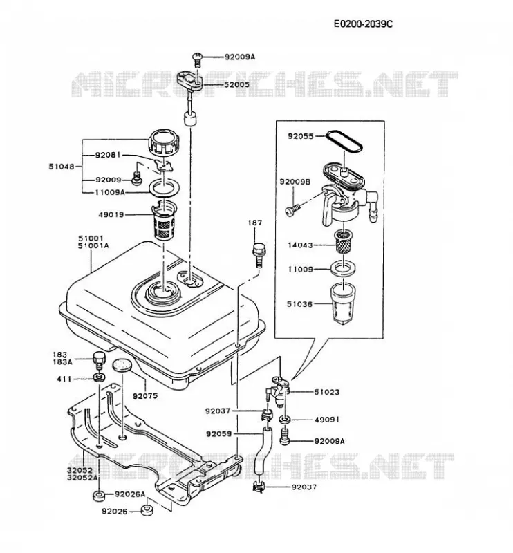 RESERVOIR CARBURANT/ROBINET Kawasaki Petits Moteurs FG FG200D FG MOTORS  FG200D-DS57