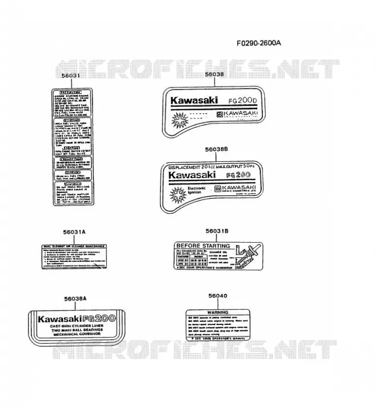 LABEL Kawasaki Petits Moteurs FG FG200D FG MOTORS  FG200D-EV00